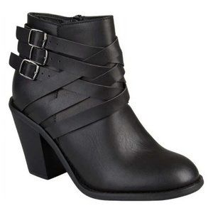 Journee Collection Strap Bootie Black Size: 7